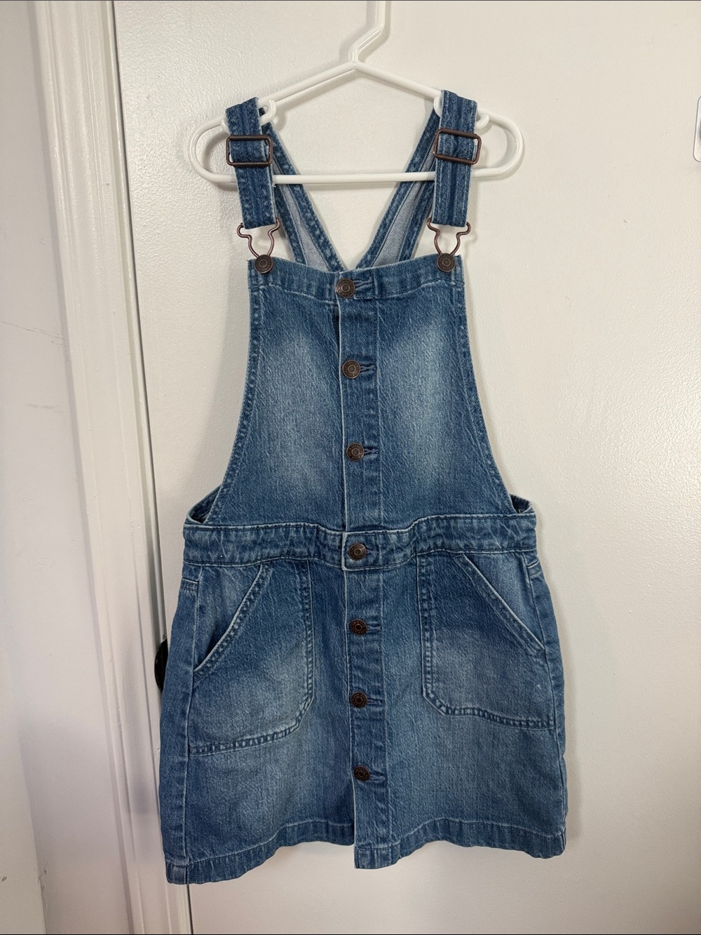 Cat and Jack - size L 10/12 - Kids Denim Overall Dress - Blue